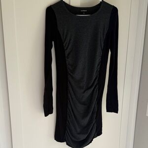 Express Long Sleeve Black and Gray Sweater Dress